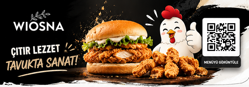 Wiosna Cajun Center banner - çıtır tavuk burger ve kemiksiz tavuk parçaları